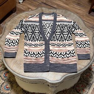 Lucky Brand Multi-Earth Tone Patterned Cardigan